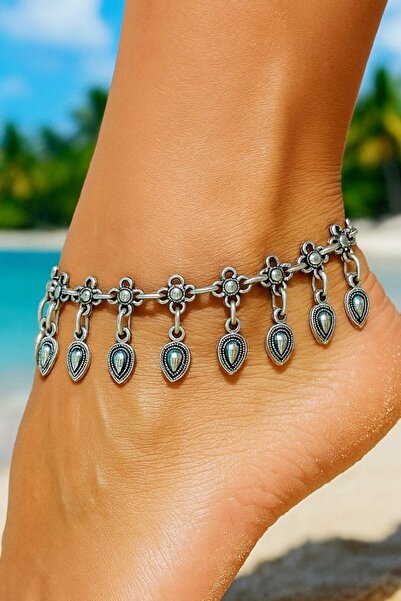 Fildişi Aksesuar Etnik Şekilli Kadın Halhal Gümüş Kaplama Ayarlanabilir El Ya...