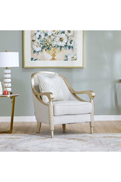 Danube Home Mercedez 1 Seater Fabric Sofa-Light Gray/Champange L76xW102xH95cm