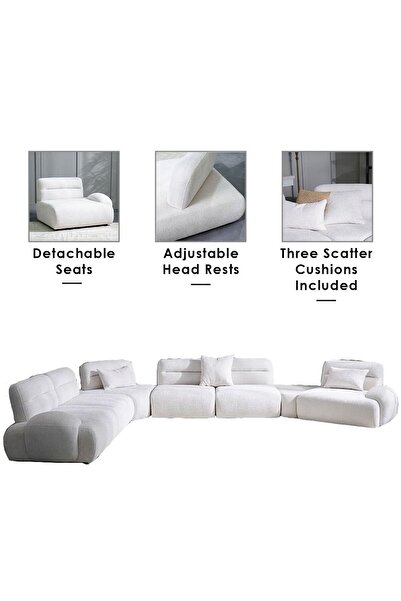 Danube Home Garuda Sectional Corner Fabric Sofa - Beige