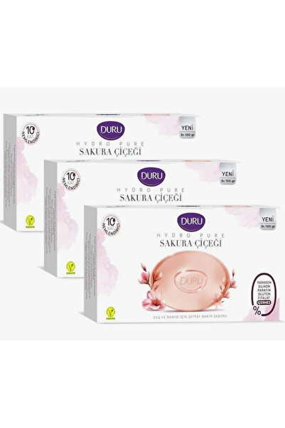 Duru Hydro Pure Sakura Çiçeği 3x450 gr 3 paket Şeffaf Bakım Sabunu