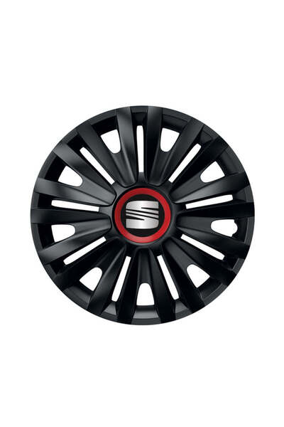 Autohelix MSA Set de 4 capace de roți negre cu inel roșu Royal R14 pentru gam...