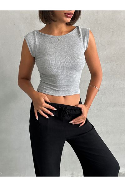 The Base Γυναικείο γκρι ριχταράκι με λαιμόκοψη BOATNECK TOP