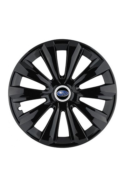 Autohelix MSA Set de 4 capace pentru roți, potrivite pentru jante R14, pentru Subaru, model delta negru
