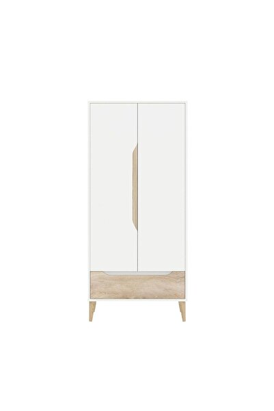 Danube Home Aurora 2 Door Wardrobe W/Drawer - White / Natural L80xW53xH181.7cm