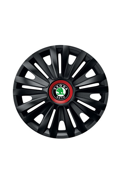 Autohelix MSA Set de 4 capace de roți negre cu inel roșu Royal R14 pentru gam...