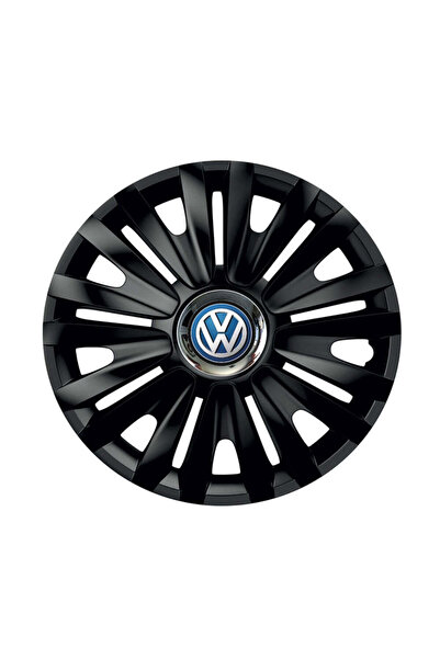 Autohelix MSA Set de 4 capace de roți negre cu inel cromat Royal R15 pentru gama de mașini Volkswagen