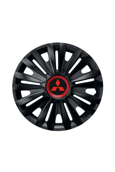 Autohelix MSA Set de 4 capace de roți negre cu inel roșu Royal R15 pentru gam...