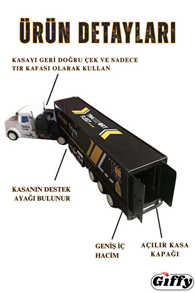 giffy Oyuncak Uzaktan Kumandalı Kapalı Kasalı Tır 41 Cm Full Fonksiyon Kasası Ayrılabilir Açılır Kapılı Rc