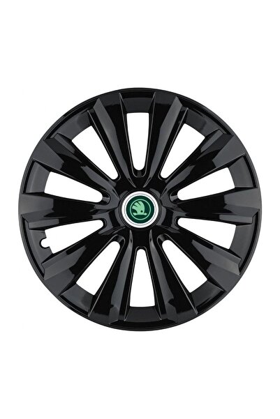 Autohelix MSA Set de 4 capace de jantă Autohelix MSA® potrivite pentru jante de 16 inch, pentru Skoda Verde model Delta Black