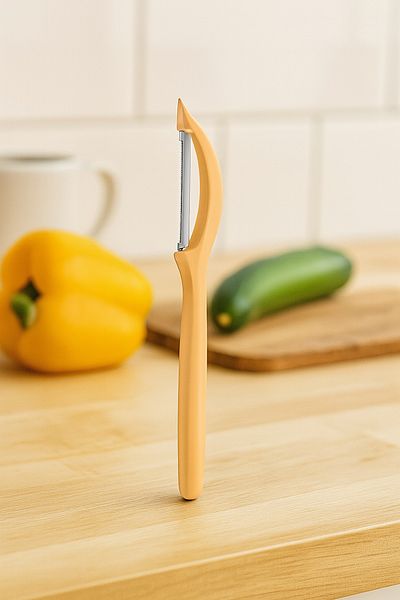 esdekor Swiss Classic Peeler – Long Ergonomic Handle with Threaded Stainless Steel Blade, Fine Curved Design