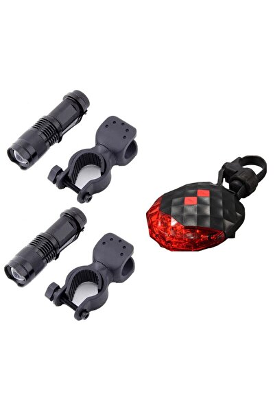 Carsons Bicycle/Scooter Light Set, Front Headlight with Zoom Magnifier, Laser Stop, 5 LEDs, 3 Light Modes