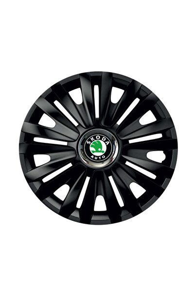 Autohelix MSA Set de 4 capace de roți negre cu inel cromat Royal R15 pentru g...