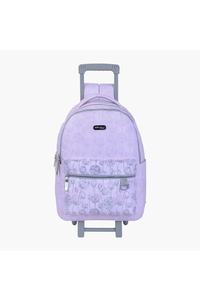 Pause حقيبة ظهر مطبوعة بعجلات بمقبض قابل للسحب وسحاب للإغلاق - ٢٧×١٠×٣١ سم