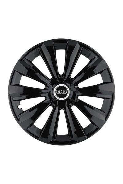 Autohelix MSA Set de 4 capace pentru roți, potrivite pentru jante R16, pentru Audi, model delta negru