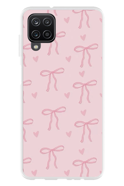 TechTree Galaxy A22 - M22 - M32 Compatible Pink Heart Bows Transparent Silico...
