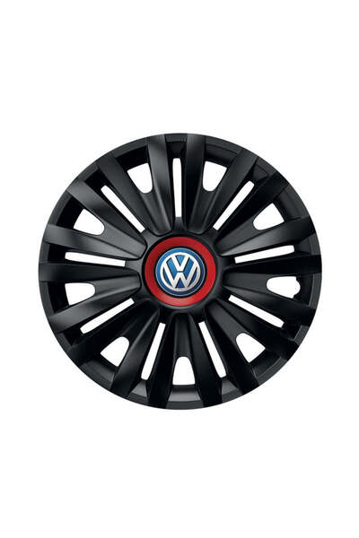 Autohelix MSA Set de 4 capace de roți negre cu inel roșu Royal R16 pentru gam...