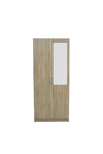 Danube Home Supreme 2 Door Wardrobe with Mirror - French Sonoma Oak L80xW52xH190cm