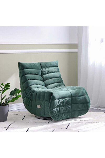 Danube Home كرسي استرخاء قماشي بريتان بمقعد واحد - أخضر مخملي، الطول 84 سم × العرض 97.5 سم × الارتفاع 90 سم