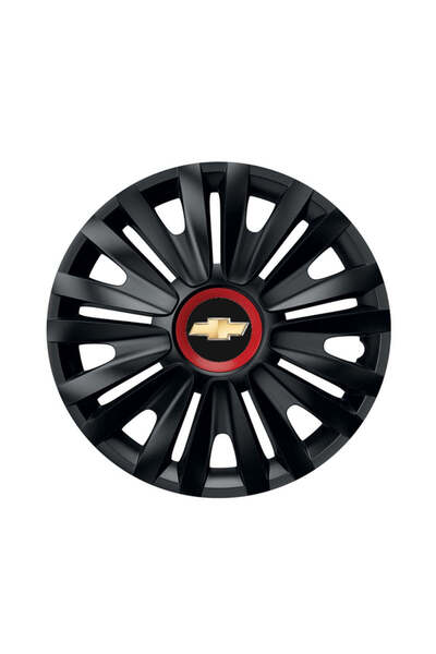 Autohelix MSA Set de 4 capace de roți negre cu inel roșu Royal R15 pentru gam...