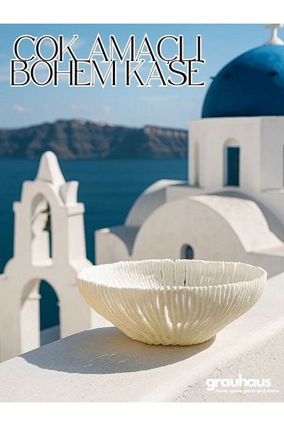 GRAUHAUS Santorini Mercan Bohemian Multi-Purpose Bohemian Bowl – 15X15 cm Decorative Bowl Dowry Plate Cookie Plate