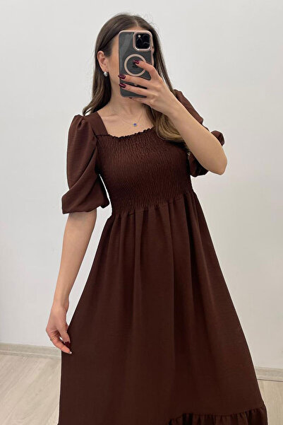 Nazline Γυναικείο κοντομάνικο μακρύ φόρεμα Gipeli