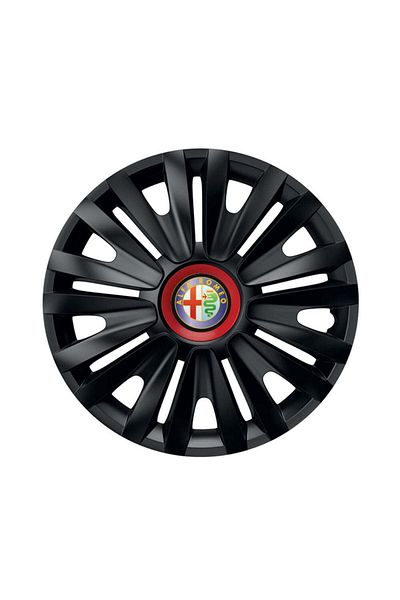 Autohelix MSA Set de 4 capace de roți negre cu inel roșu Royal R14 pentru gama de mașini Alfa Romeo