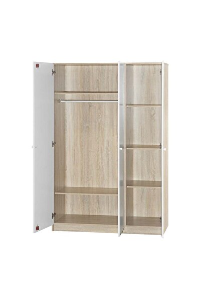 Danube Home Kinder 3 Door Wardrobe - White/Sonoma Oak L120xW45xH180cm