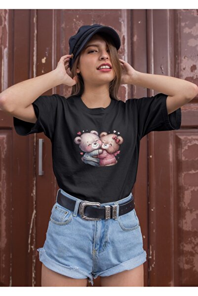 ArtYus تي شيرت نسائي بأكمام قصيرة وطبعة متقاطعة ورقبة دائرية