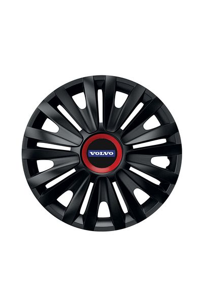 Autohelix MSA Set de 4 capace de roți negre cu inel roșu Royal R15 pentru gama de mașini Volvo