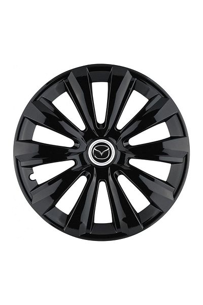 Autohelix MSA Set de 4 capace pentru roți, compatibile cu jante R14, pentru Mazda, model delta negru