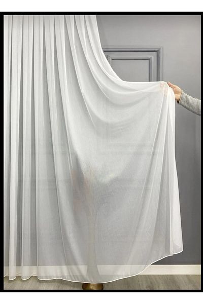 venedik home Bamboo Tulle Curtain 1X3 Frequently Pleated Ultra Gramage (300Gr) Non-Wrinkle Ironing Is Not Required Ecru Color Tulle Curtain