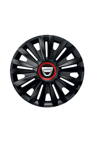 Autohelix MSA Set de 4 capace de roți negre cu inel roșu Royal R15 pentru gam...