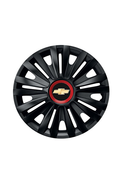 Autohelix MSA Set de 4 capace de roți negre cu inel roșu Royal R16 pentru gam...