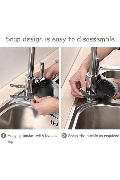 MAİN SHOP Silicone Hanging Kitchen Basket, Sink Sponge Holder with Strap, Kitchen and Bathroom 1 Piece M-1889