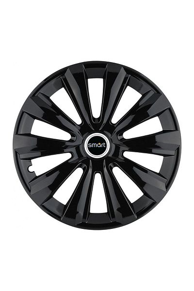 Autohelix MSA Set de 4 capace pentru roți, potrivite pentru jante R14, pentru Smart, model delta negru
