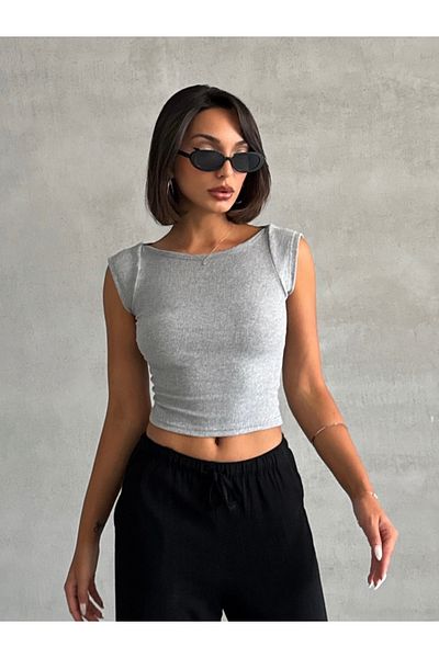 The Base Γυναικείο γκρι ριχταράκι με λαιμόκοψη BOATNECK TOP