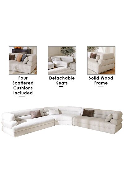 Danube Home Arland Sectional Corner Fabric Sofa - Grey