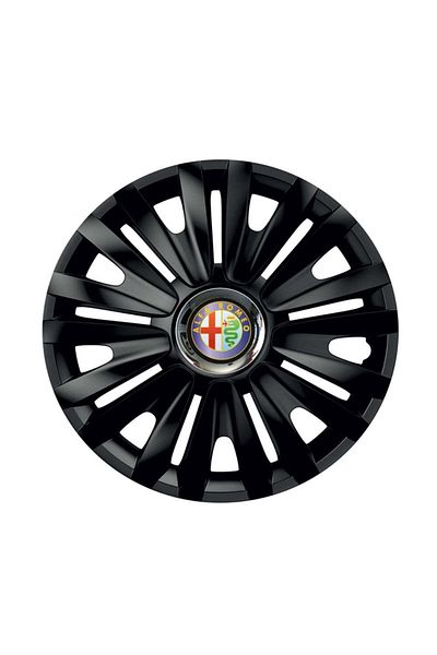 Autohelix MSA Set de 4 capace de roți negre cu inel cromat Royal R14 pentru gama de mașini Alfa Romeo