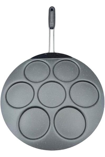 drobina Long Handle Pancake Pan by | Turkish Granite | Gray Aluminum