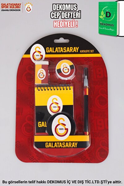Galatasaray "DEKOMUS CEP DEFTERİ HEDİYELİ" YENİ SEZON LİSANSLI 4'LÜ KIRTASİYE SETİ NOT DEFTERİ, SİLG