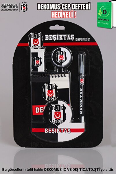 Beşiktaş "DEKOMUS CEP DEFTERİ HEDİYELİ" YENİ SEZON LİSANSLI 4'LÜ KIRTASİYE SETİ NOT DEFTERİ, SİLGİ,K