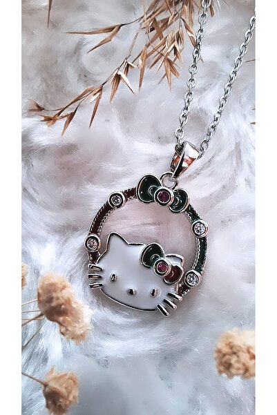 Serenity قلادة من الفولاذ على شكل زهرة هالو كيتي