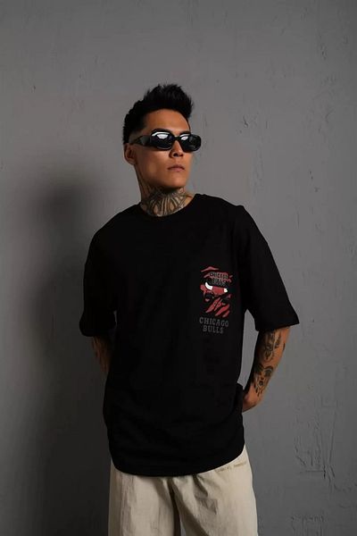 SuQ Men's Back Printed A Quality Oversize T-shirt - Black