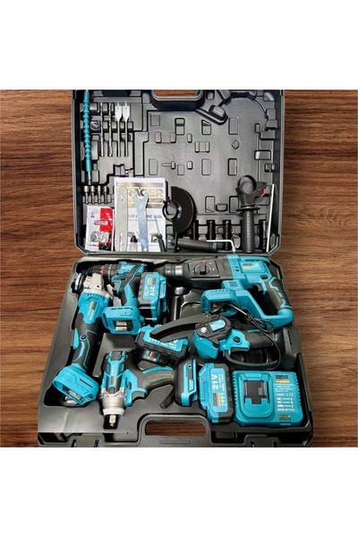 zamir hirdavat 21v Akülü 5'li Set Kırıcı Delici Hilti Taşlama Somun Sıkma Akü...