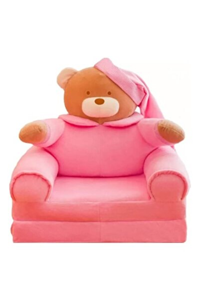 OEM Fotoliu extensibil de plus, Urs, roz, 80 cm, 1 an+