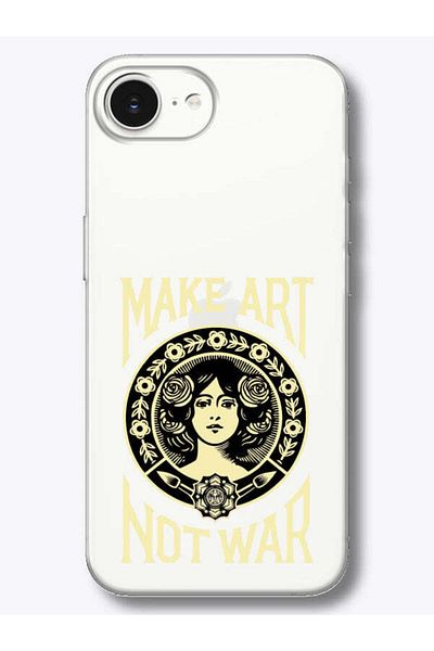 frondcase حافظة هاتف شفافة لهاتف iPhone 16e Make Art Not War