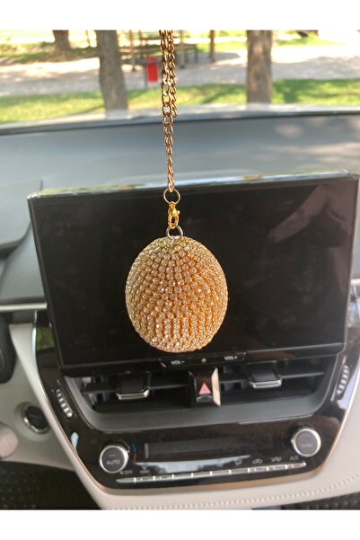 Altınay Golden Egg Car Ornament – Stylish Rearview Mirror Accessory with Ston...