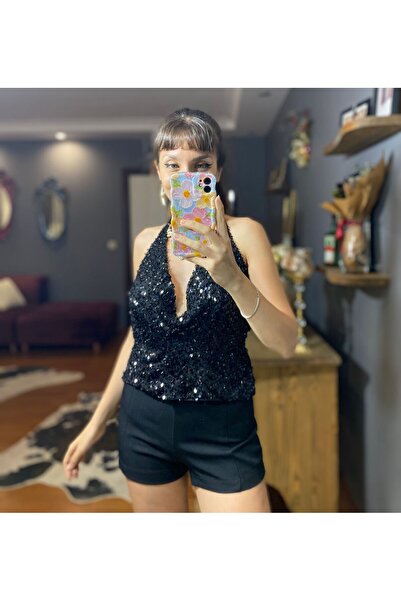 MODAGK PUL DETAYLI SIRT DEKOLTELI BLUZ