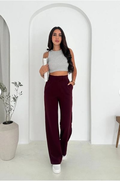 Velista Women's Modal Fabric High Waist Zippered Palazzo Pants