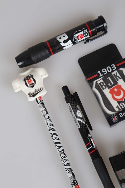 Beşiktaş "DEKOMUS CEP DEFTERİ HEDİYELİ" LİSANSLI KIRTASİYE SETİ SİLGİ TEPELİ KURŞUN KALEM,VERSATİL U